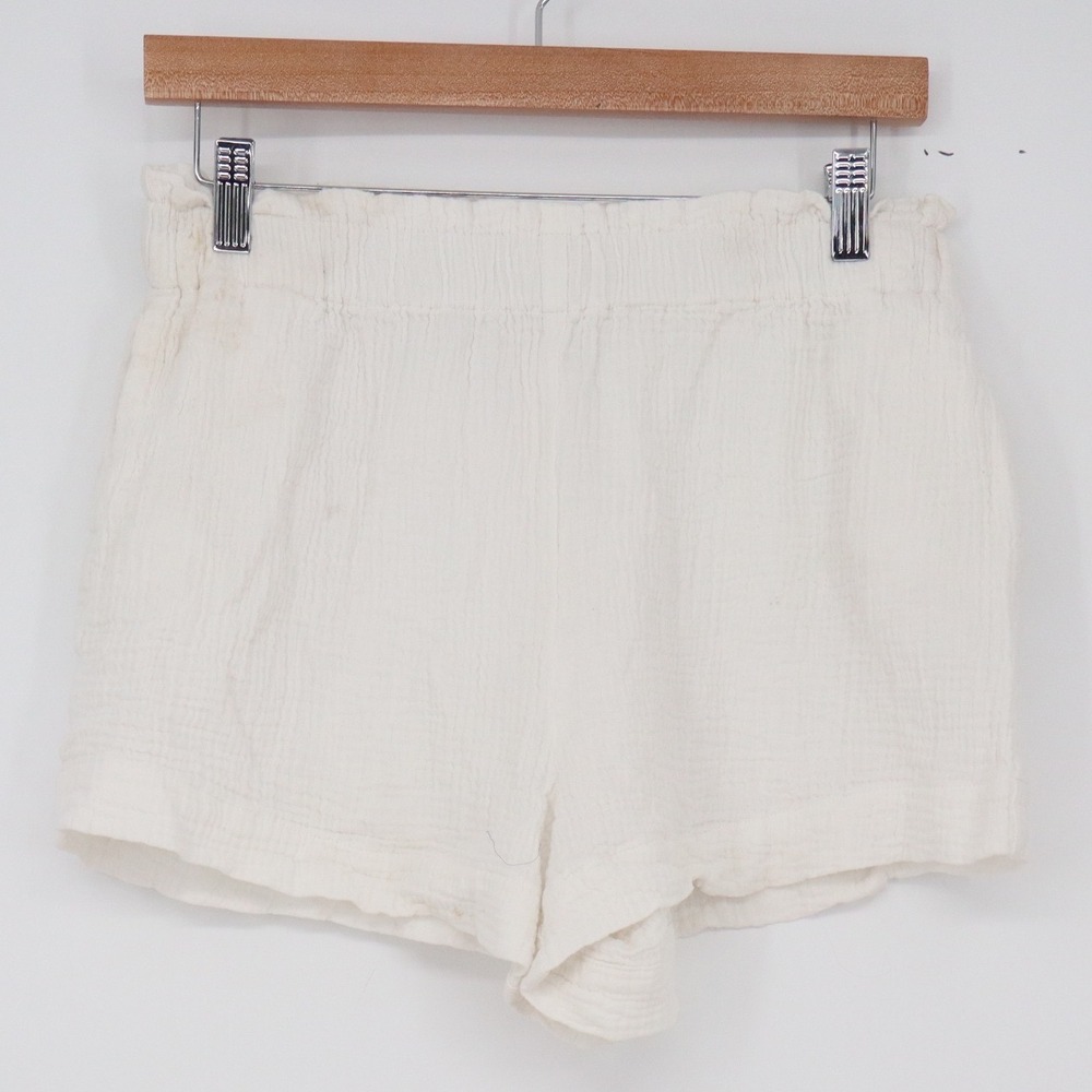 Monte Shorts Womens M Gauze White Elastic Waist Ruffle Hem Good